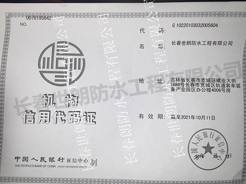 機(jī)構(gòu)信用代碼證